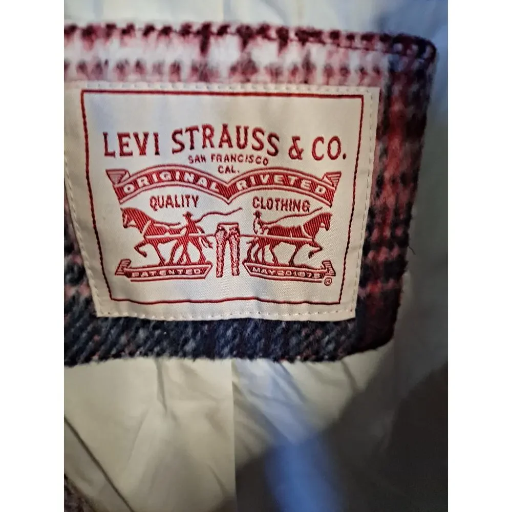 NWT Levi Strauss Flannel Fleece Lined Full‎ Zip Jacket Size Small